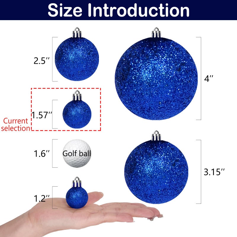 Emopeak 24Pcs Mini Christmas Balls Ornaments for Xmas Tree - 1.57 Inch Small Shatterproof Christmas Tree Decorations Hanging Ball for Holiday Wedding Party Decoration Navy Blue - Image 4